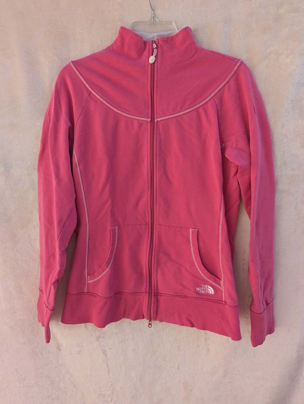 The North Face Women's Pink Full Zip Up Track Jacket Mock Neck Size L